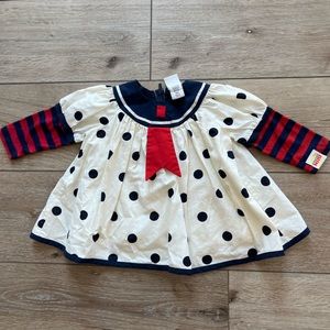 Harajuku Mini Target Red White Blue Polkadot Stripe Sailor Dress 6mo